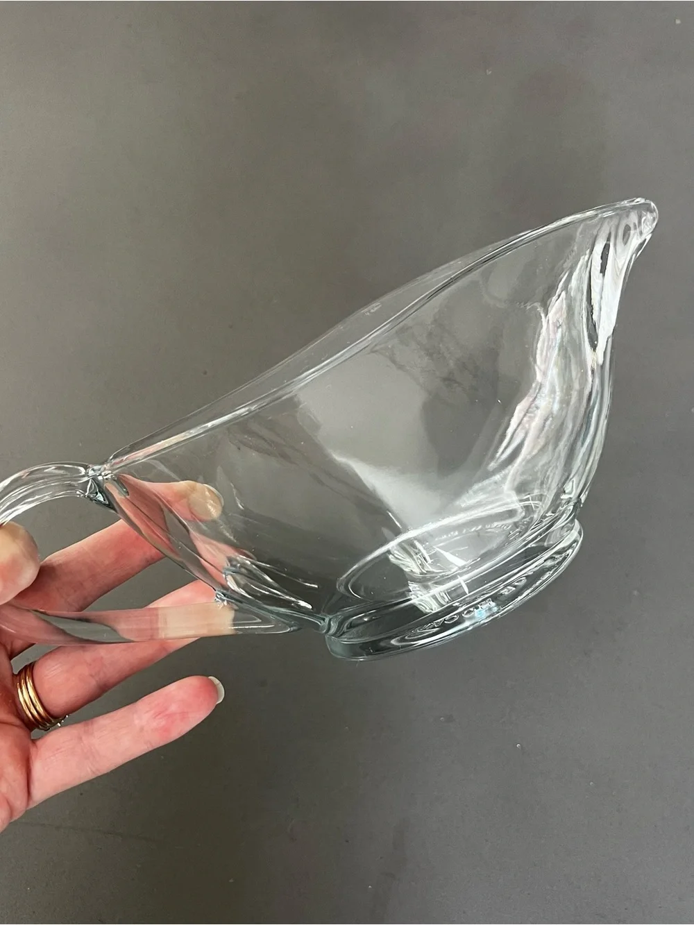 Vintage Anchor Hocking Clear Glass Gravy Boat